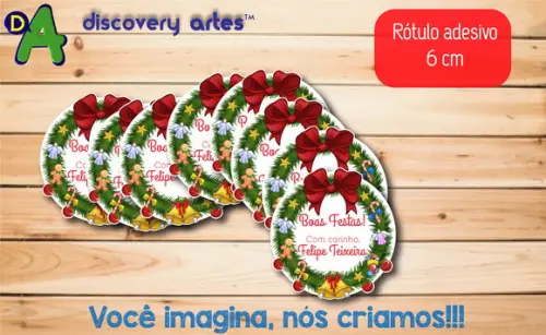 Rótulo Adesivo Redondo de Natal