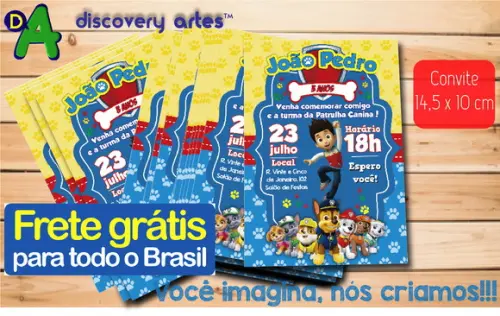 Convite Patrulha Canina (FRETE GRÁTIS)