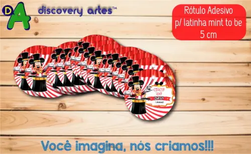 Rótulo Adesivo Latinha Circo do Mickey