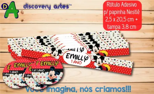 Rótulo Adesivo Papinha Mickey c/ Tampa