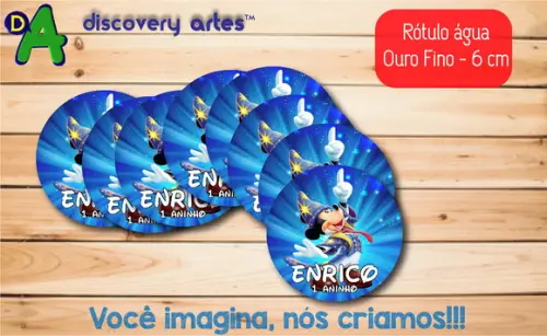 Rótulo Adesivo Água Ouro Fino Mickey Mago