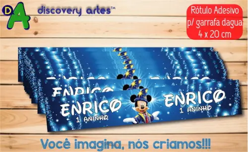 Rótulo Adesivo Garrafa D'água Mickey Mago