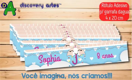 Rotulo Adesivo Garrafa de Agua Chuva de Amor