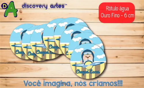 Rótulo Adesivo Água Ouro Fino Ursinho Aviador