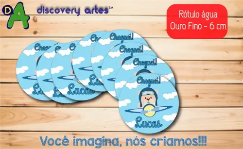 Rótulo Adesivo Água Ouro Fino Ursinho Aviador