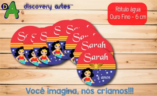 Rótulo Adesivo Água Ouro Fino Mulher Maravilha