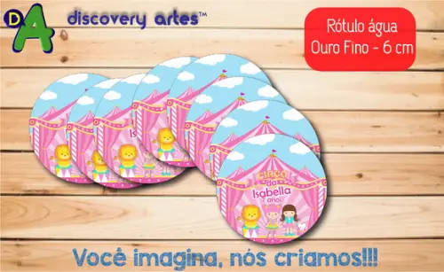 Rótulo Adesivo Água Ouro Fino Circo Rosa