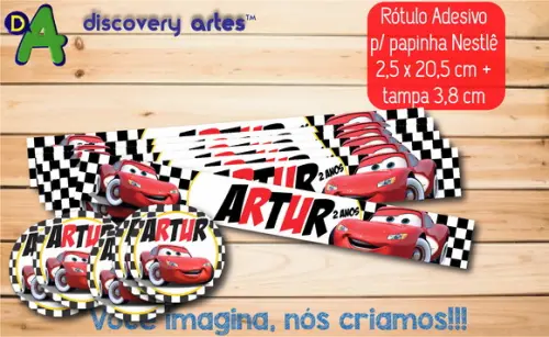Rótulo Adesivo Papinha com Tampa Carros c/ Tampa