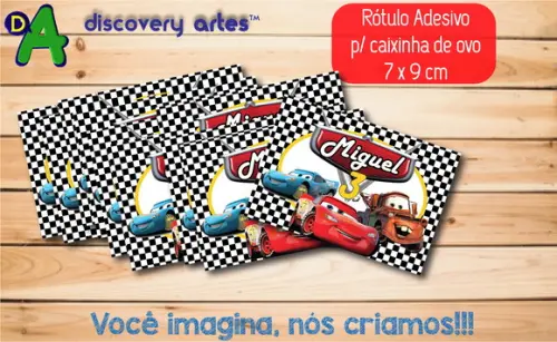 Rótulo Adesivo Caixinha de Ovo Carros