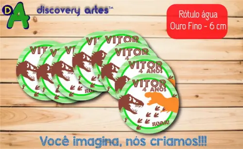 Rótulo Adesivo Água Ouro Fino Dinossauro