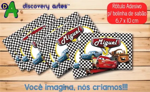 Rótulo Adesivo Bolinha de Sabão Carros