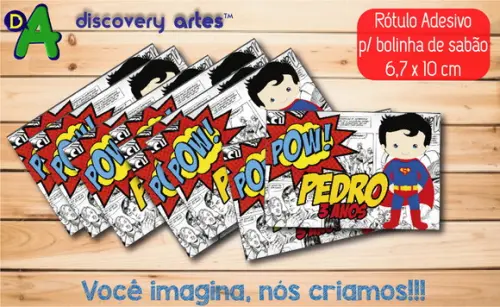 Rótulo Adesivo Bolinha de sabão Superman