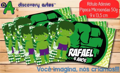 Rótulo Adesivo Pipoca de Microondas Hulk