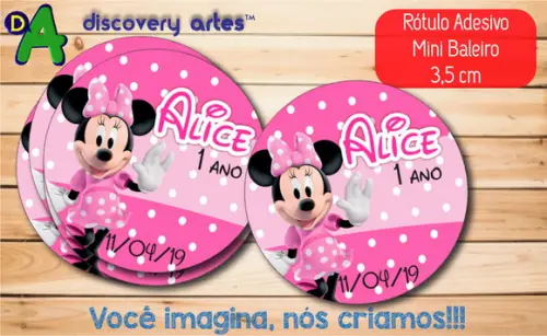 Rótulo Adesivo Mini Baleiro Minnie Rosa