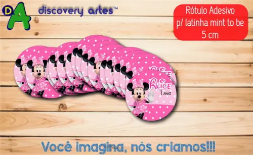 Rótulo Adesivo Latinha Minnie Rosa