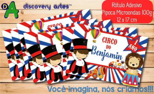 Rótulo Adesivo Pipoca de Microondas Circo