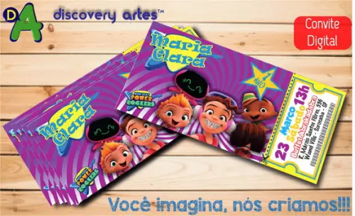 Convite Ingresso Digital Desenho Animado