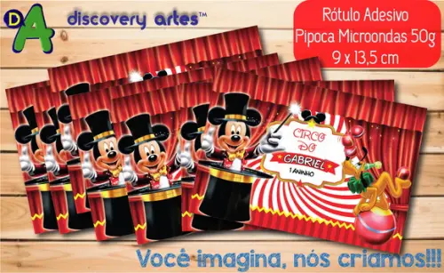 Rótulo Adesivo Pipoca de Microondas Circo do Mickey