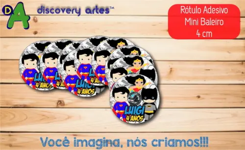 Rótulo Adesivo Mini Baleiro Super Herois