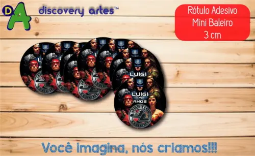 Rótulo Adesivo Mini Baleiro Super Herois