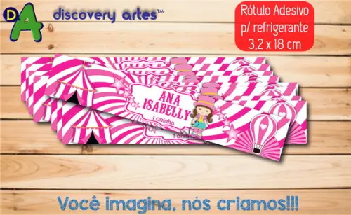 Rótulo Adesivo Refrigerante Circo Rosa