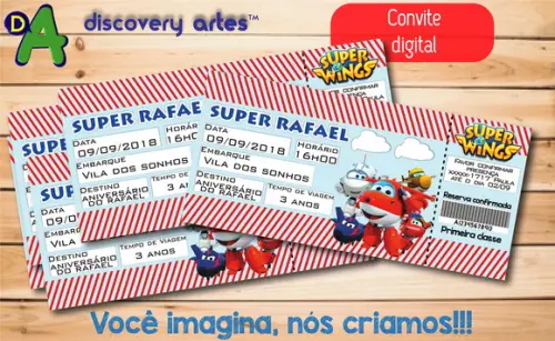 Convite Passagem Digital Super Wings