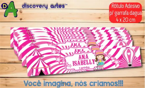 Rótulo Adesivo Garrafa D'água Circo Rosa