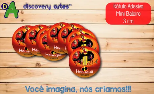 Rótulo Adesivo Mini Baleiro os Incríveis