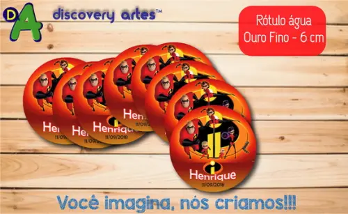 Rótulo Adesivo Água Ouro Fino os Incríveis