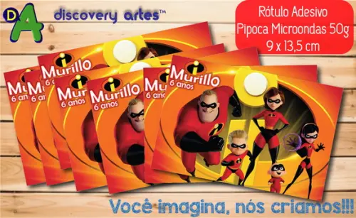 Rótulo Adesivo Pipoca de Microondas os Incríveis