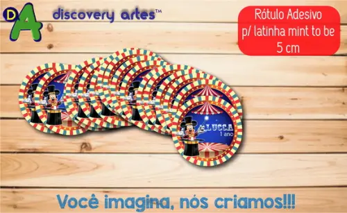 Rótulo Adesivo Latinha Circo do Mickey