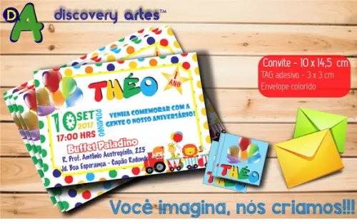 Convite de Aniversário Colorido