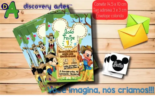 Convite Mickey Caipira