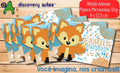 Rótulo Adesivo Pipoca de Microondas Raposinha