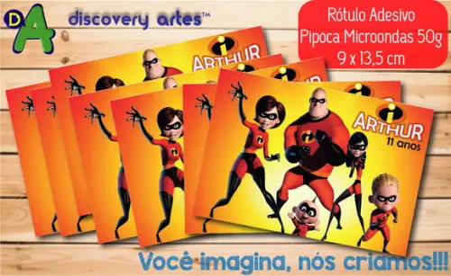 Rótulo Adesivo Pipoca de Microondas os Incríveis