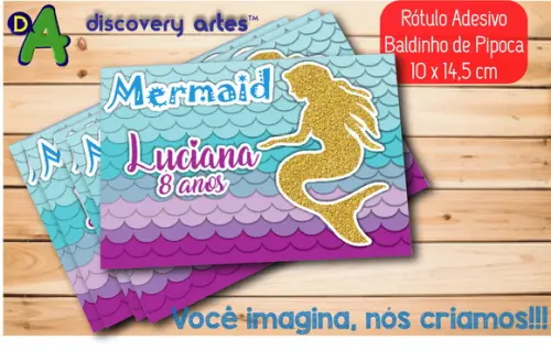 Rótulo Adesivo Baldinho Mermaid