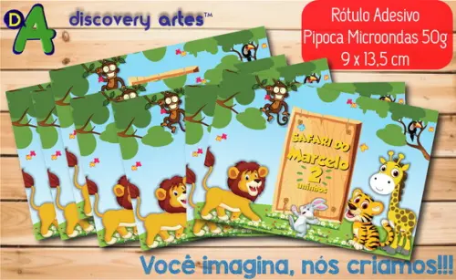 Rótulo Adesivo Pipoca de Microondas Safari