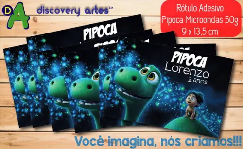 Rótulo Adesivo Pipoca Microondas o Bom Dinossauro