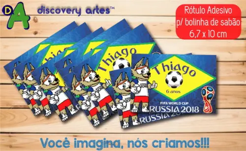 Rótulo Adesivo Bolinha de Sabão Copa do Mundo
