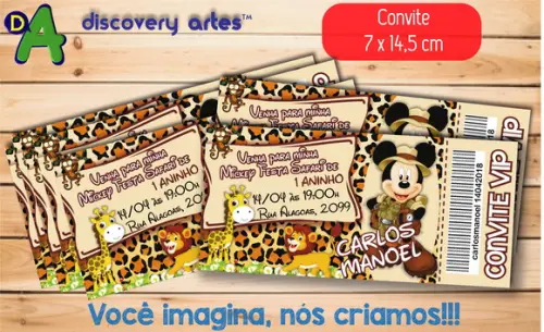 Convite Ingresso Mickey Safari