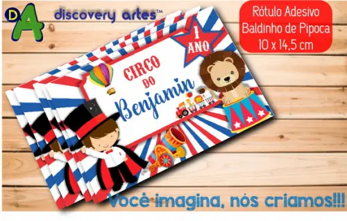 Rótulo Adesivo Baldinho de Pipoca Circo