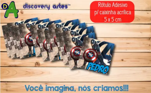 Rótulo Adesivo Caixinha Capitão America
