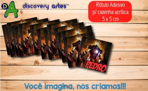 Rótulo Adesivo Caixinha Homem de Ferro