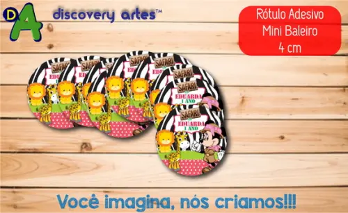 Rótulo Adesivo Mini Baleiro Minnie Safari