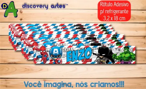 Rótulo Adesivo Refrigerante Super Herois