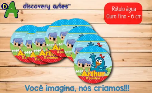 Rótulo Adesivo Água Ouro Fino Galinha Pintadinha