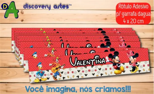 Rótulo Adesivo Garrafa D'água Mickey