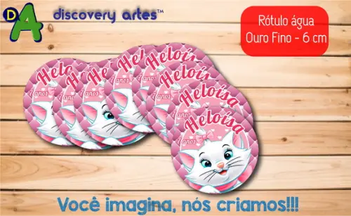Rótulo Adesivo Água Ouro Fino Gatinha Marie