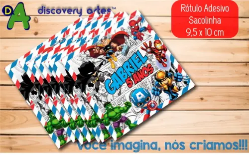 Rótulo Adesivo Sacola Super Herois