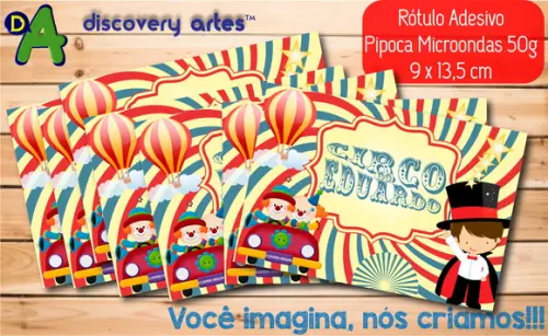 Rótulo Adesivo Pipoca de Microondas Circo